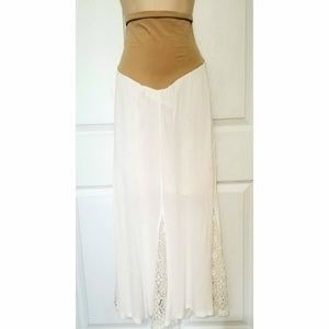 Long Cream/ Ivory White Motherhood Maternity Skirt